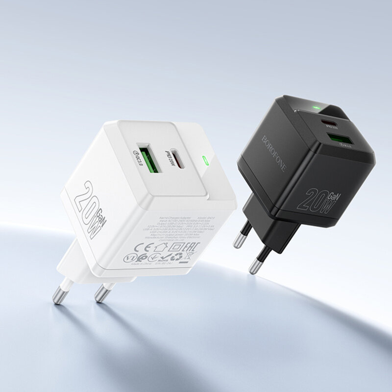 Incarcator priza dual port PD20W + cablu, Borofone Intenso, BN19