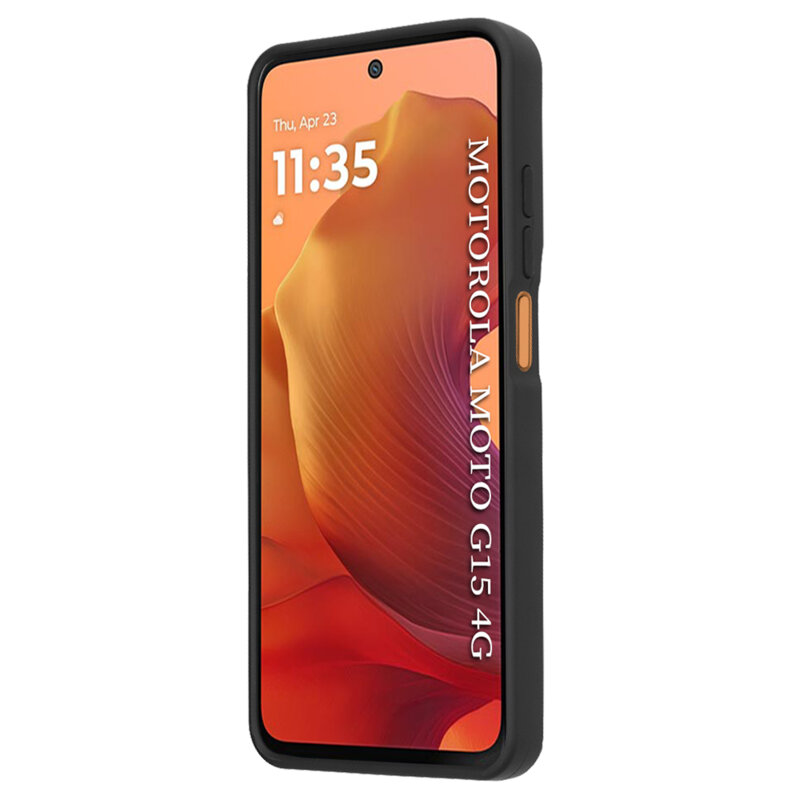 Husa Motorola Moto G15 Techsuit Glinth cu inel suport stand magnetic, negru