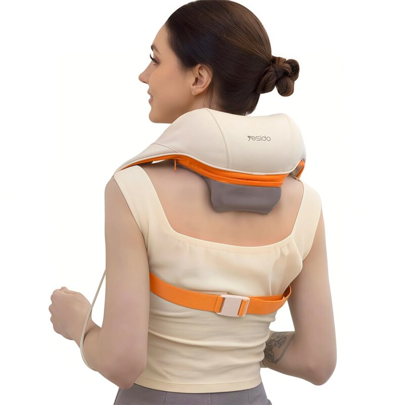 Aparat masaj pentru gat cu incalzire 2000mAh Yesido MG16, bej