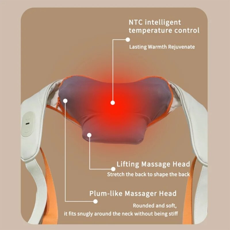 Aparat masaj pentru gat cu incalzire 2000mAh Yesido MG16, bej