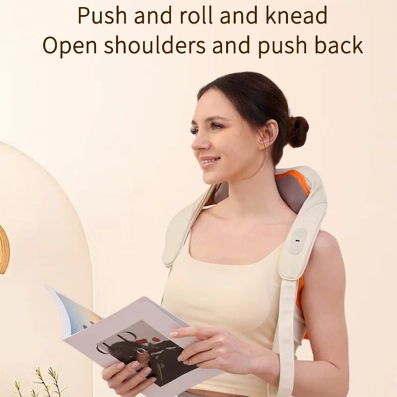 Aparat masaj pentru gat cu incalzire 2000mAh Yesido MG16, bej