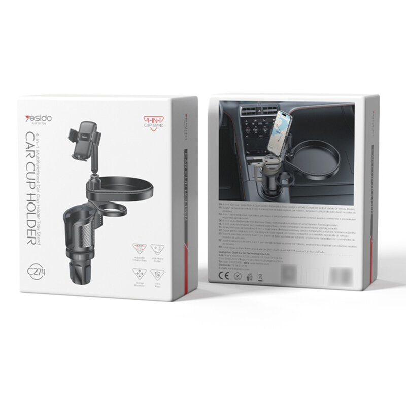 Suport auto multifunctional 4in1, 720° Yesido C274, negru