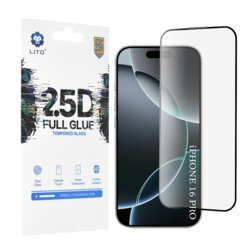 Folie sticla iPhone 16 Pro Lito 2.5D Full Glue, negru