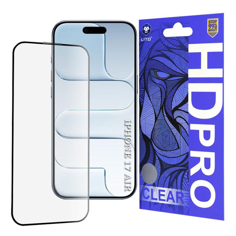Folie sticla iPhone 17 Air Lito HD Pro Clear, negru