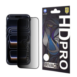 Folie sticla iPhone 17 Pro Lito HD Pro Privacy, negru