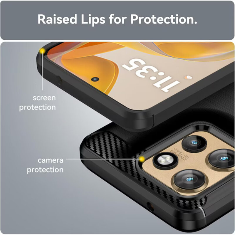 Husa Motorola Edge 60 Neo Techsuit Carbon Silicone, albastru