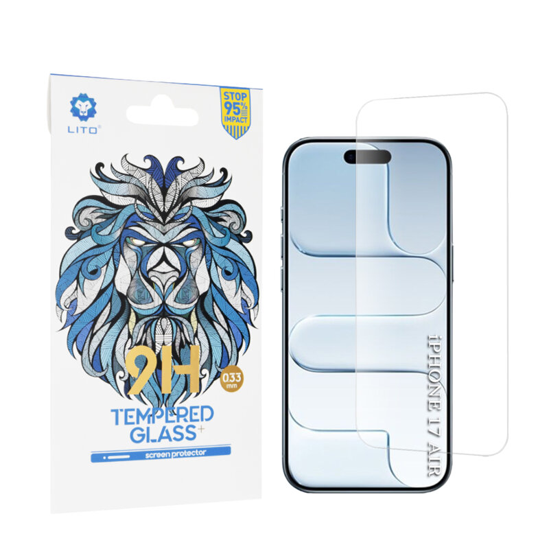 Folie sticla iPhone 17 Air Lito 9H Tempered Glass, transparenta