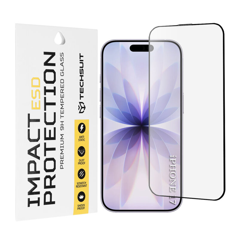 Folie sticla iPhone 17 Techsuit ESD Glass, negru