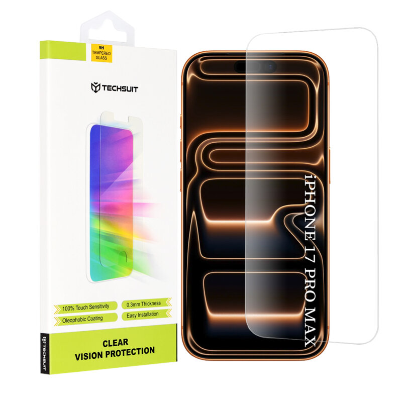Folie sticla iPhone 17 Pro Max Techsuit Clear Vision Glass, transparenta