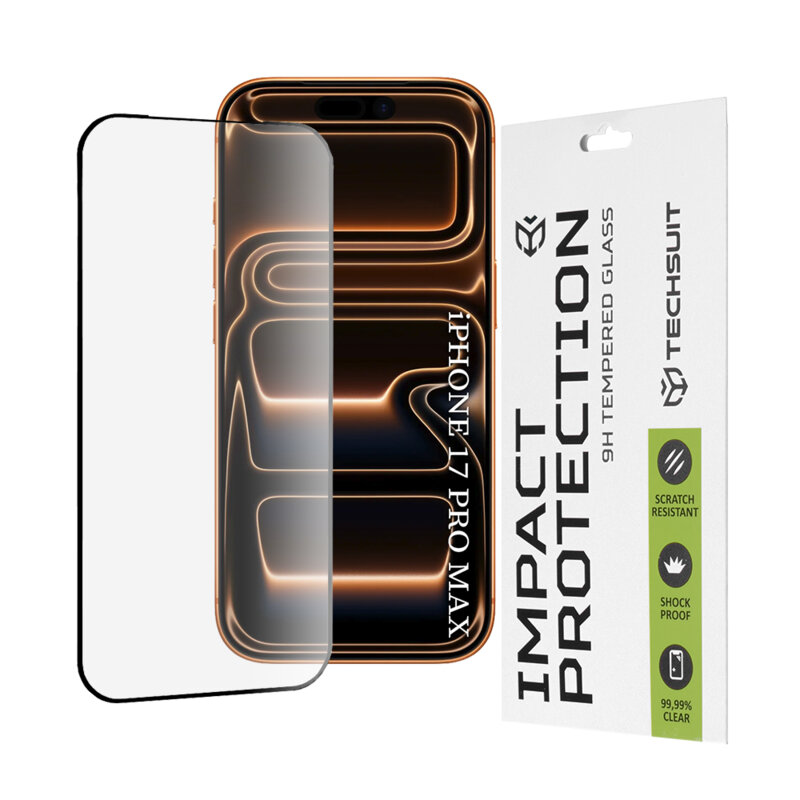 Folie sticla iPhone 17 Pro Max Techsuit 111D Full Glue Full Cover, negru