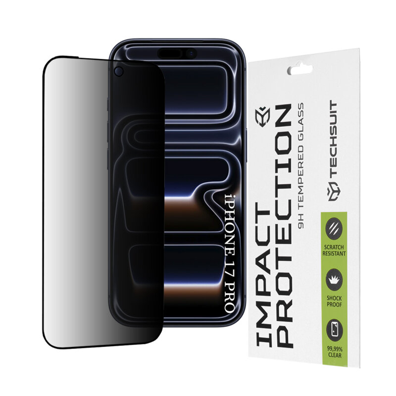 Folie sticla iPhone 17 Pro Techsuit 111D Privacy Full Glue, negru