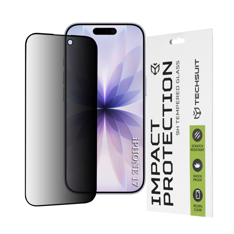 Folie sticla iPhone 17 Techsuit 111D Privacy Full Glue, negru