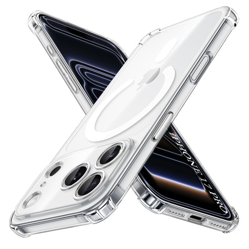 Husa iPhone 17 Pro Techsuit Shockproof Clear Silicone MagSafe, transparenta