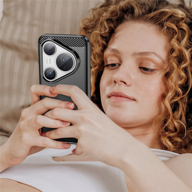Husa Huawei Pura 80 Pro Techsuit Carbon Silicone, negru