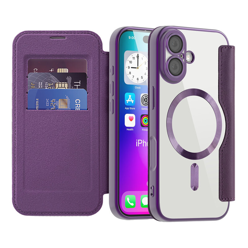 Husa iPhone 17 Techsuit SmartMag Book Case, mov
