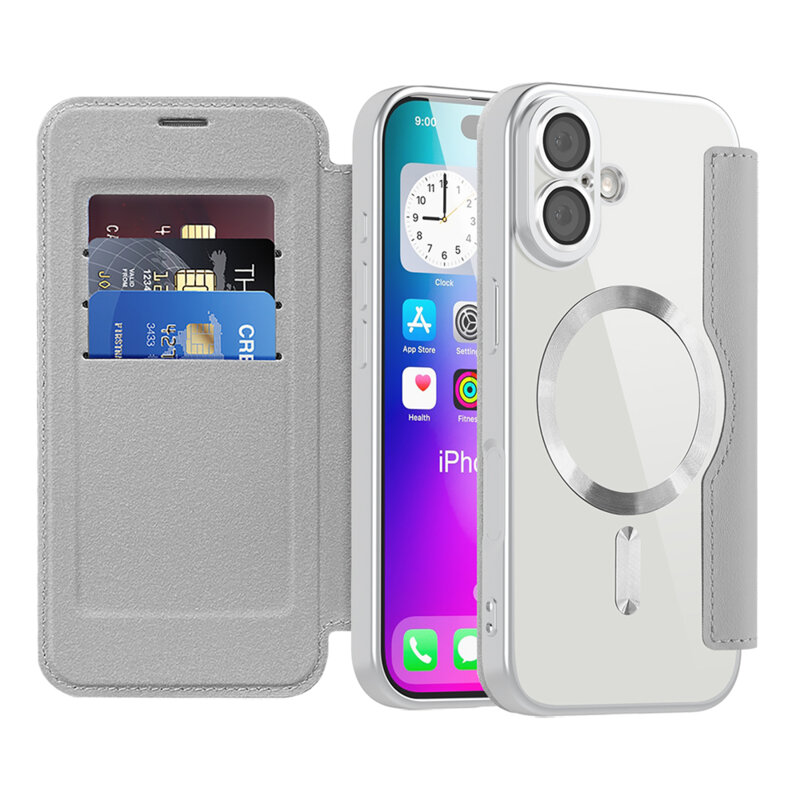 Husa iPhone 17 Techsuit SmartMag Book Case, gri