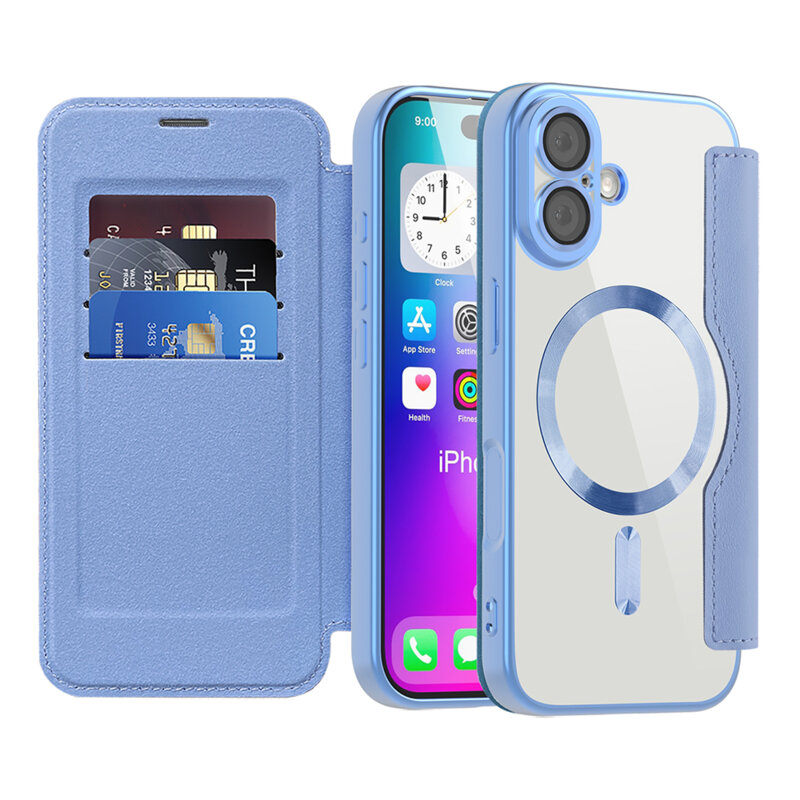 Husa iPhone 17 Techsuit SmartMag Book Case, bleu