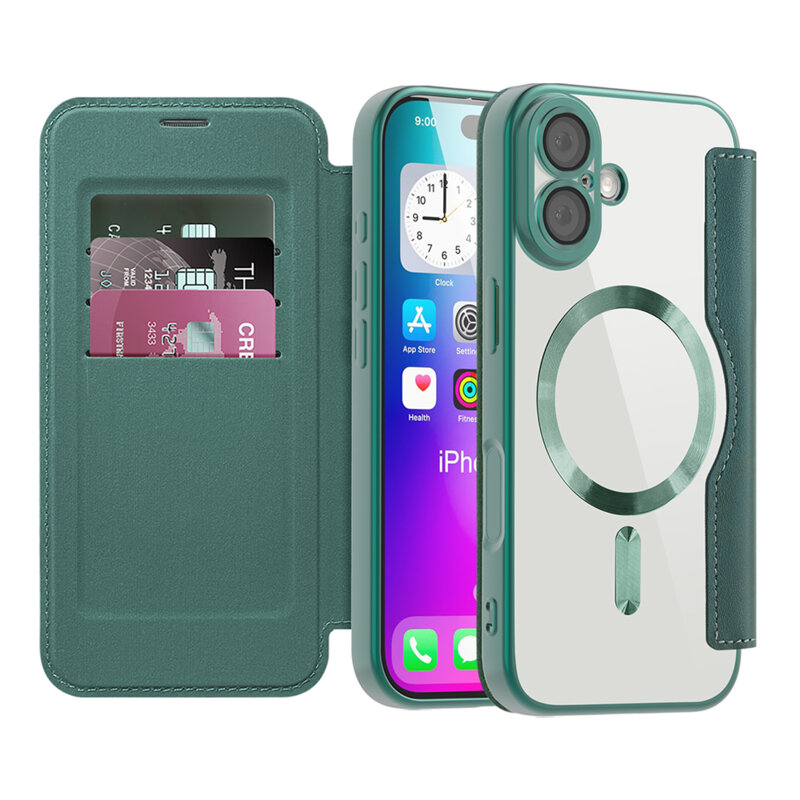 Husa iPhone 17 Techsuit SmartMag Book Case, verde
