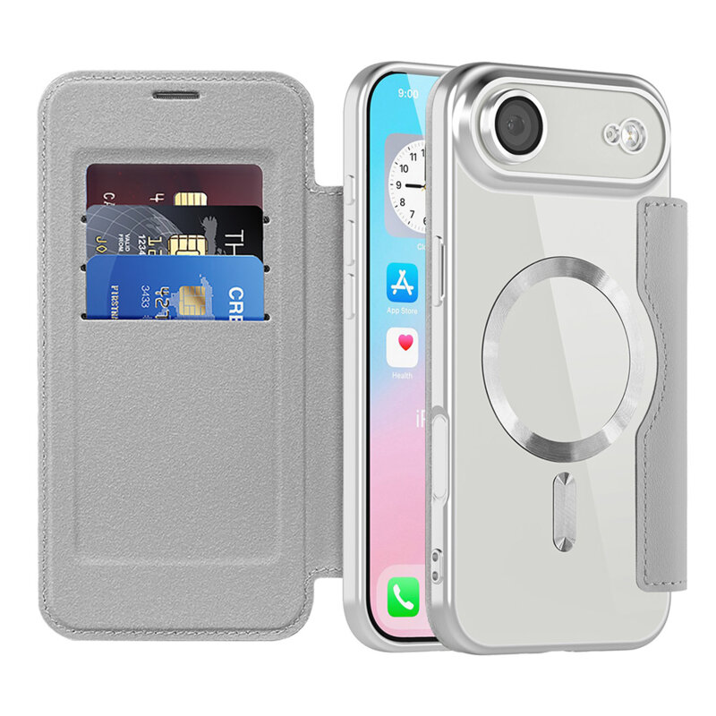 Husa iPhone 17 Air Techsuit SmartMag Book Case, gri