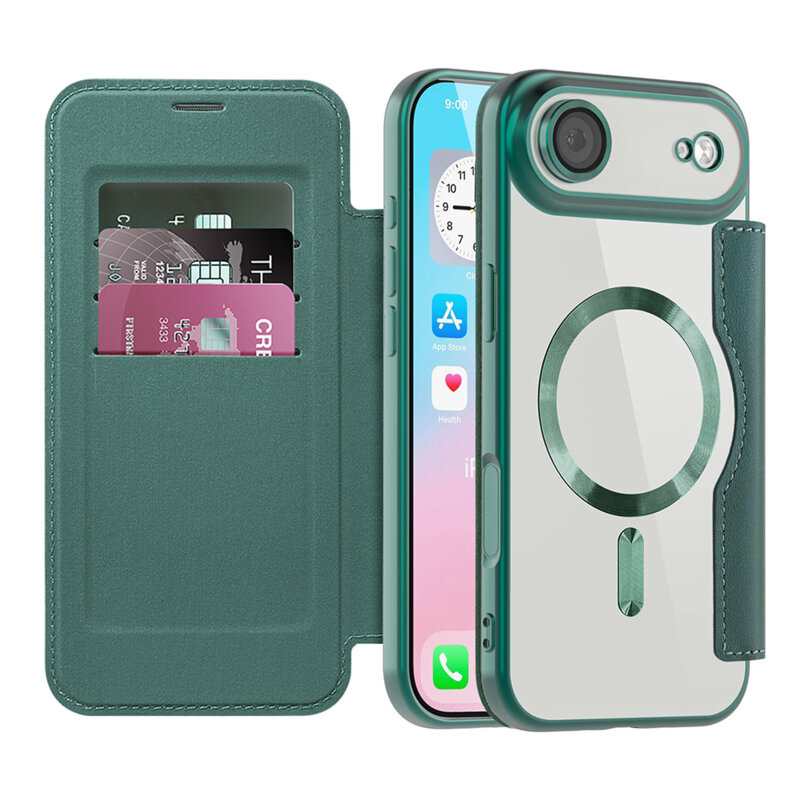 Husa iPhone 17 Air Techsuit SmartMag Book Case, verde