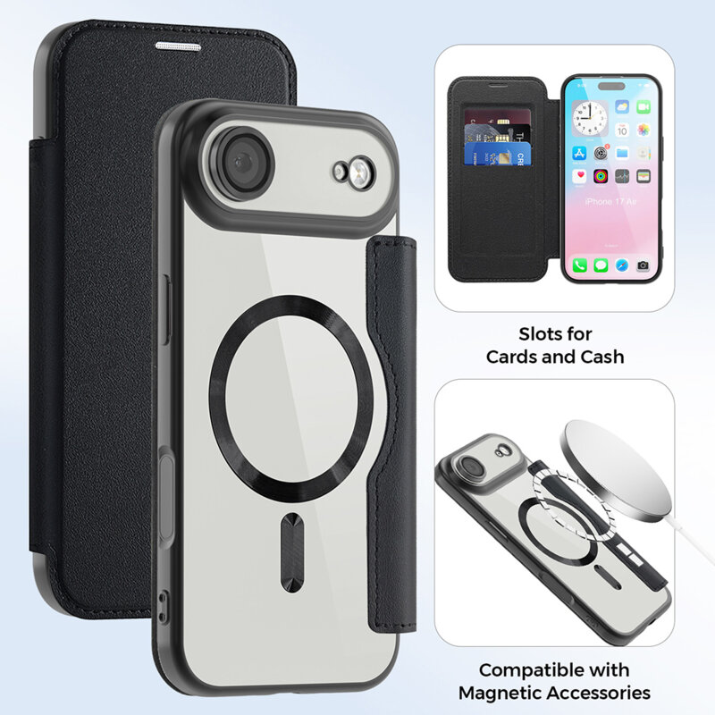 Husa iPhone 17 Air Techsuit SmartMag Book Case, negru