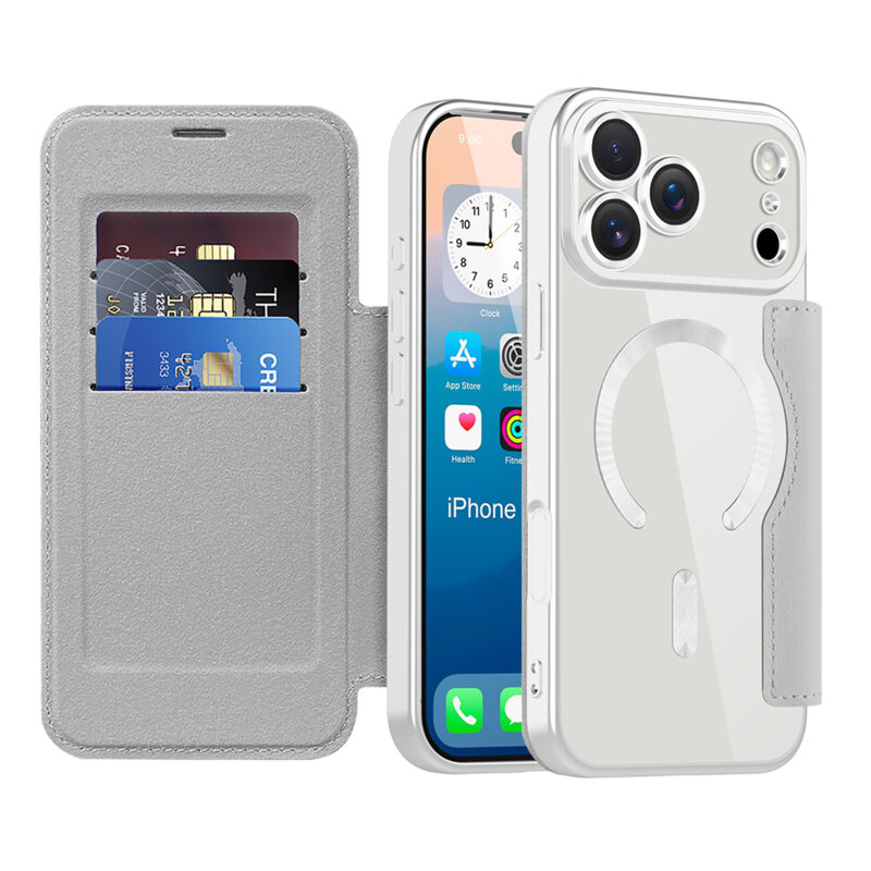 Husa iPhone 17 Pro Max Techsuit SmartMag Book Case, gri