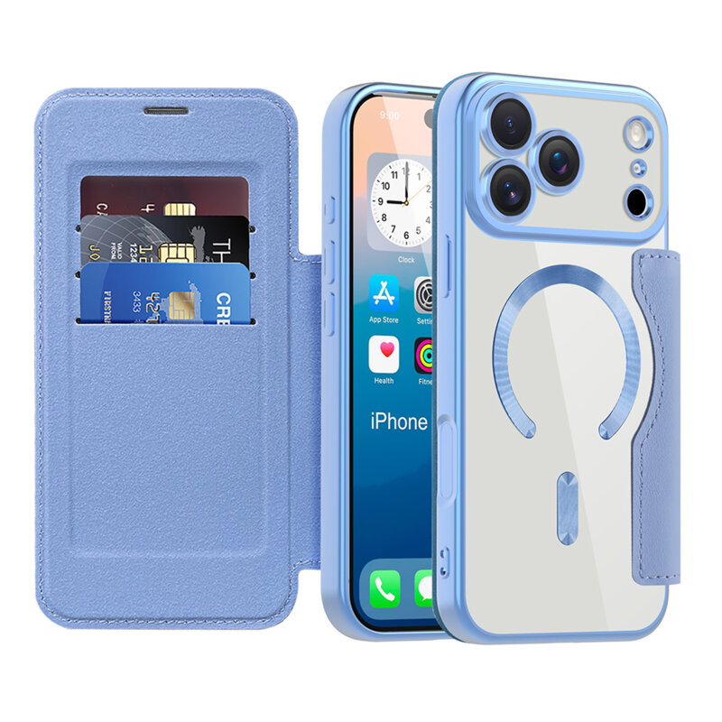 Husa iPhone 17 Pro Max Techsuit SmartMag Book Case, bleu
