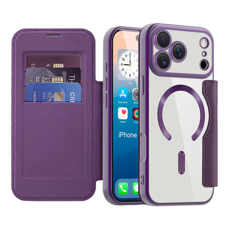 Husa iPhone 17 Pro Techsuit SmartMag Book Case, mov