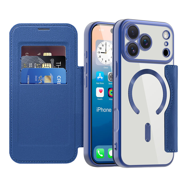 Husa iPhone 17 Pro Techsuit SmartMag Book Case, albastru