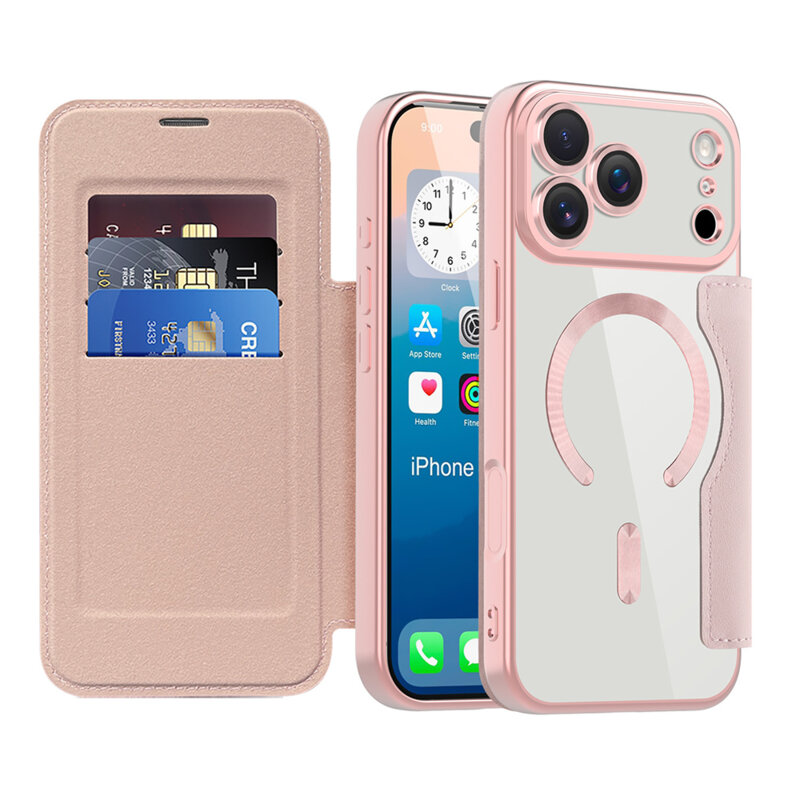 Husa iPhone 17 Pro Techsuit SmartMag Book Case, roz
