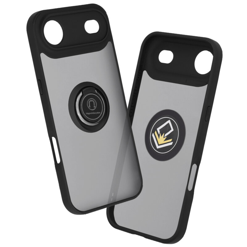 Husa iPhone 17 Air Techsuit Glinth cu inel suport stand magnetic, negru