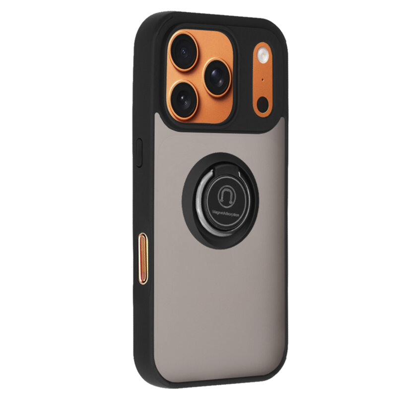 Husa iPhone 17 Pro Max Techsuit Glinth cu inel suport stand magnetic, negru