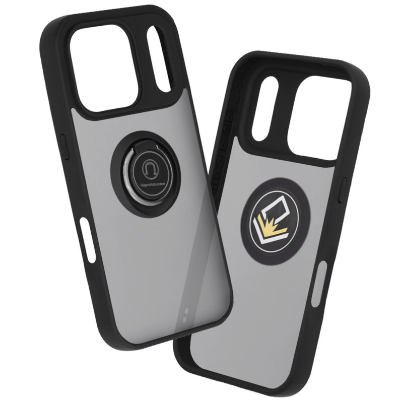 Husa iPhone 17 Pro Max Techsuit Glinth cu inel suport stand magnetic, negru