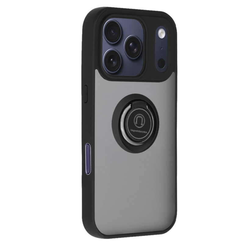 Husa iPhone 17 Pro Techsuit Glinth cu inel suport stand magnetic, negru