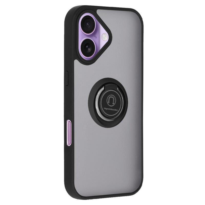 Husa iPhone 17 Techsuit Glinth cu inel suport stand magnetic, negru