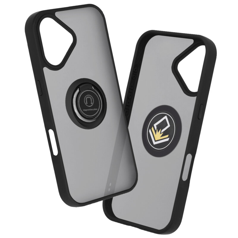 Husa iPhone 17 Techsuit Glinth cu inel suport stand magnetic, negru