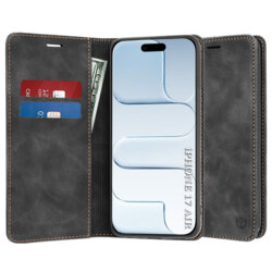Husa piele iPhone 17 Air Techsuit Confy Cover, negru
