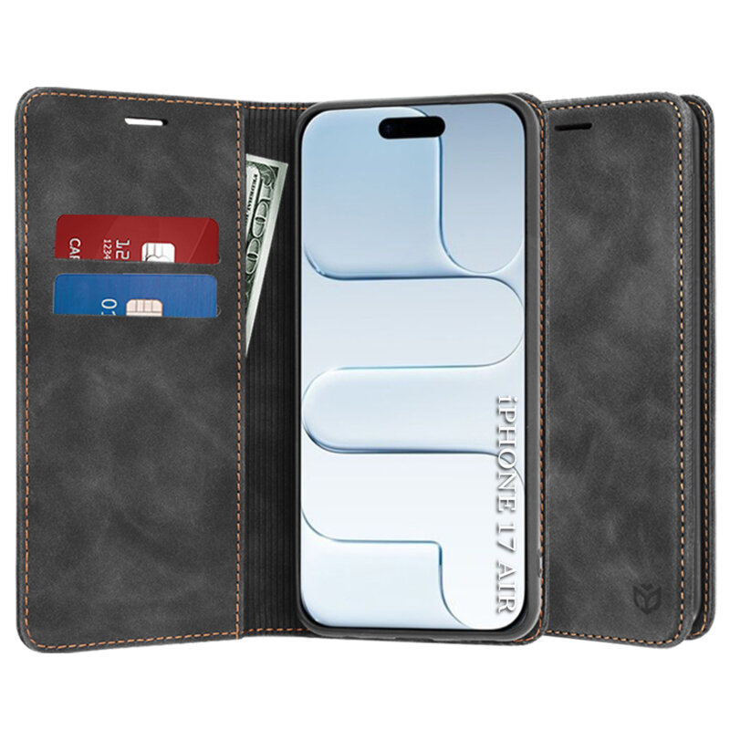 Husa piele iPhone 17 Air Techsuit Confy Cover, negru
