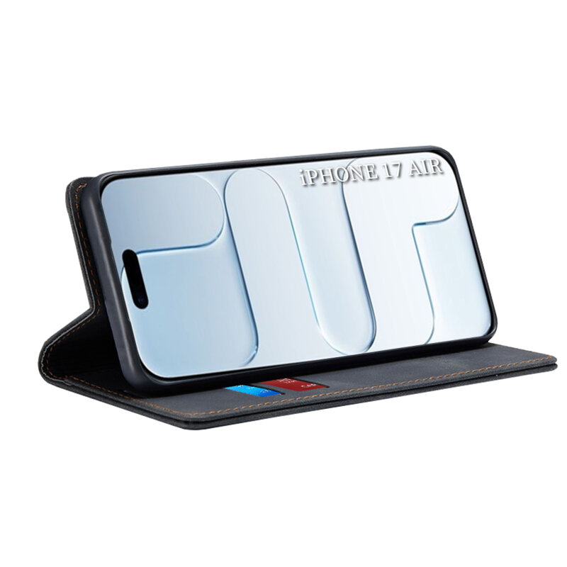 Husa piele iPhone 17 Air Techsuit Confy Cover, negru
