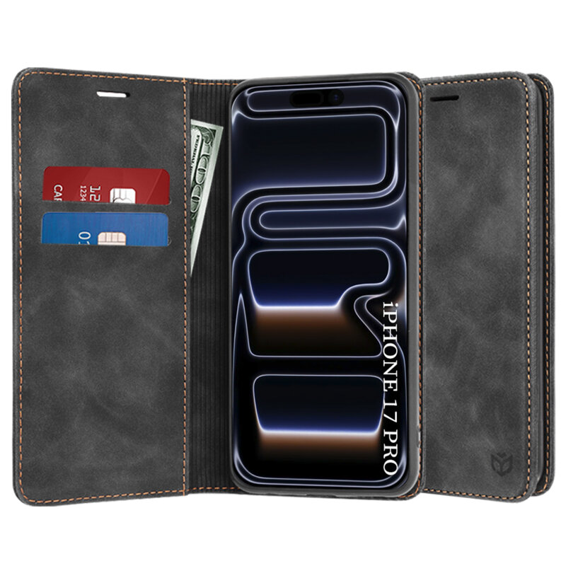 Husa piele iPhone 17 Pro Techsuit Confy Cover, negru