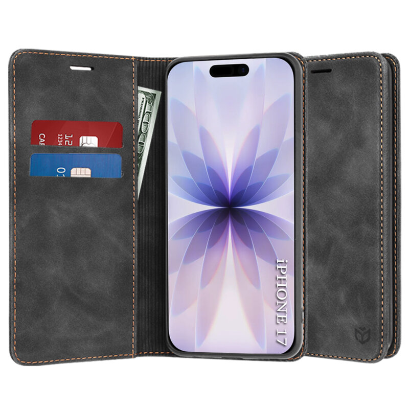 Husa piele iPhone 17 Techsuit Confy Cover, negru