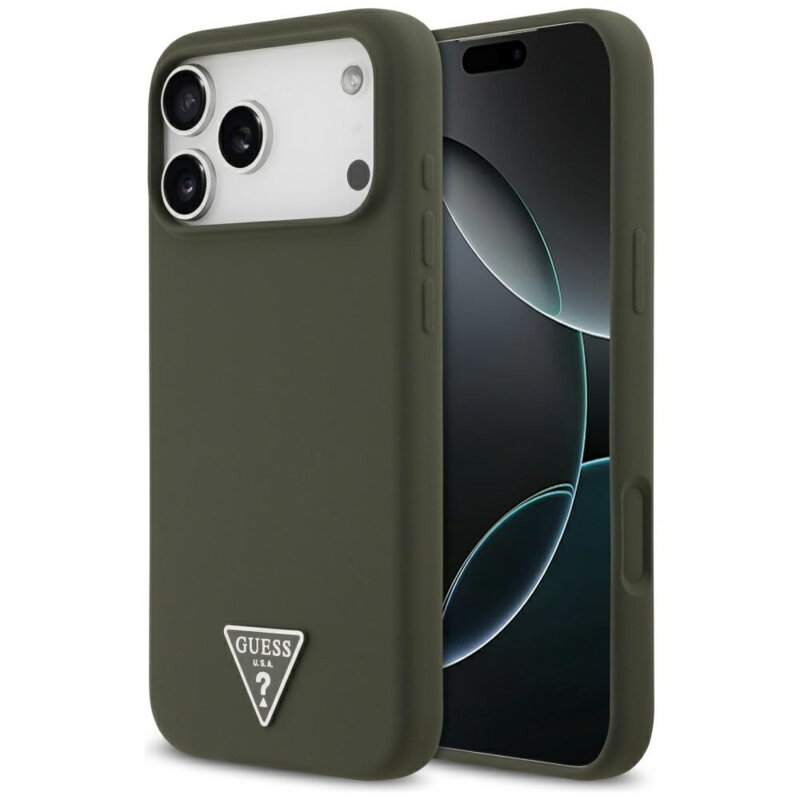 Husa Guess iPhone 17 Pro Max Silicone Triangle Logo MagSafe, kaki, GUHMP17XSCTRLMA