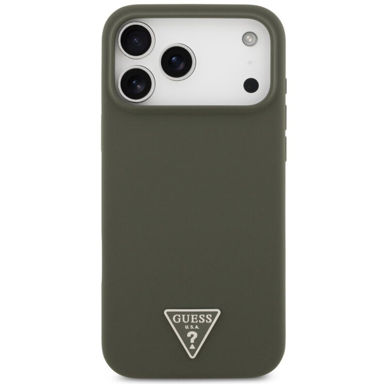 Husa Guess iPhone 17 Pro Max Silicone Triangle Logo MagSafe, kaki, GUHMP17XSCTRLMA