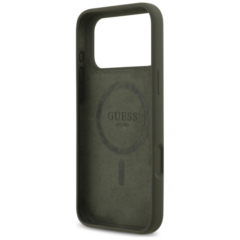 Husa Guess iPhone 17 Pro Max Silicone Triangle Logo MagSafe, kaki, GUHMP17XSCTRLMA