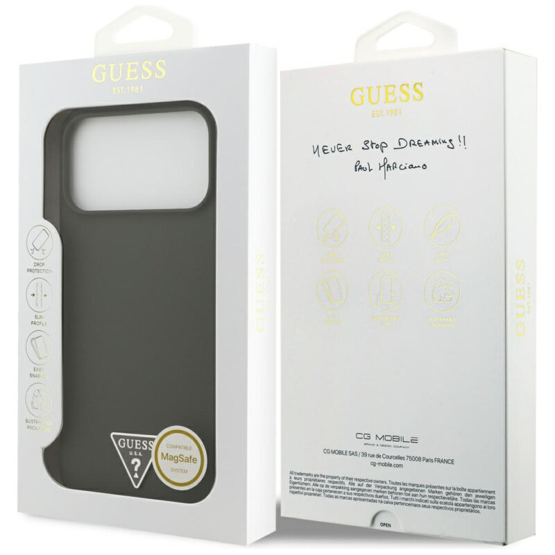 Husa Guess iPhone 17 Pro Max Silicone Triangle Logo MagSafe, kaki, GUHMP17XSCTRLMA