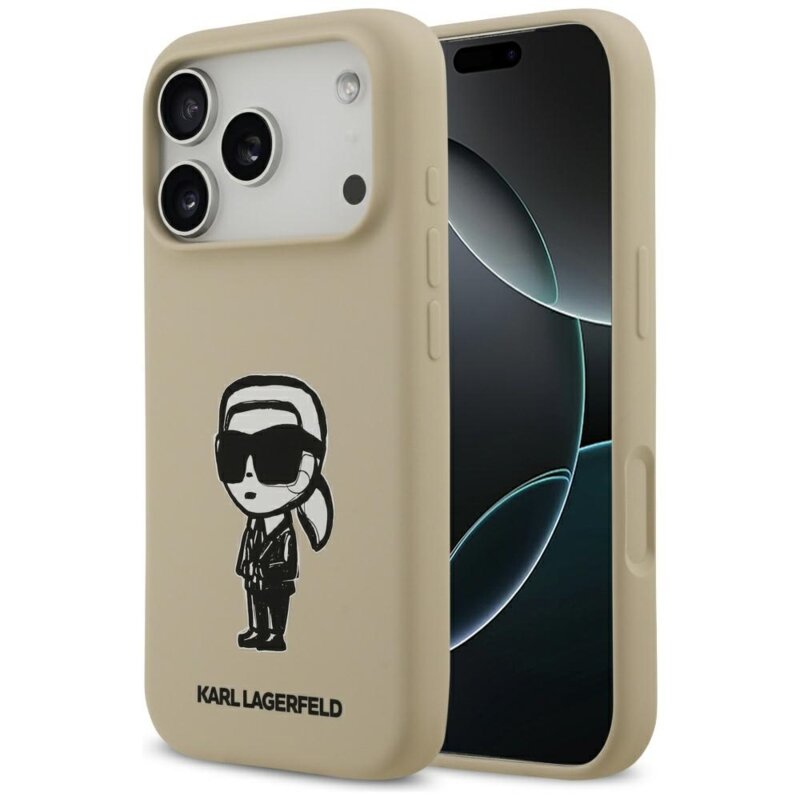 Husa Karl Lagerfeld iPhone 17 Pro Silicone Sketch & Logo, Karl, maro, KLHMP17LSKIGROW