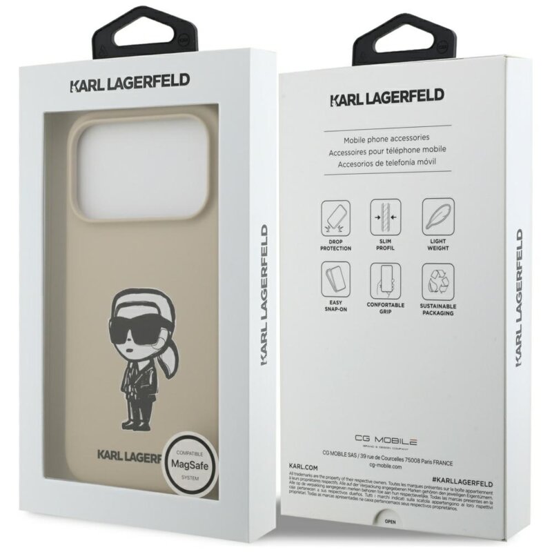 Husa Karl Lagerfeld iPhone 17 Pro Silicone Sketch & Logo, Karl, maro, KLHMP17LSKIGROW