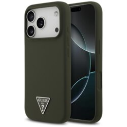 Husa Guess iPhone 17 Pro Silicone Triangle Logo MagSafe, kaki, GUHMP17LSCTRLMA