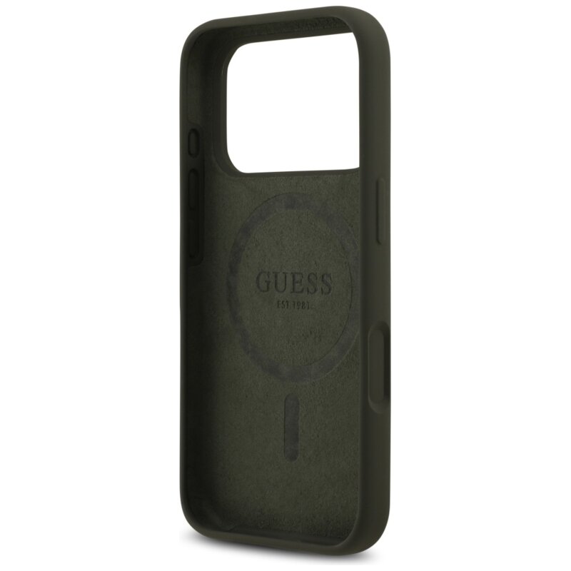 Husa Guess iPhone 17 Pro Silicone Triangle Logo MagSafe, kaki, GUHMP17LSCTRLMA