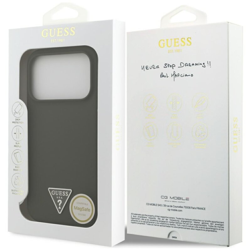Husa Guess iPhone 17 Pro Silicone Triangle Logo MagSafe, kaki, GUHMP17LSCTRLMA